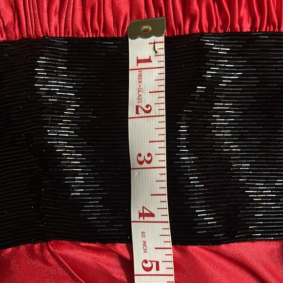 Jovani  red with black beading formal gown with train sz 10 - Picture 5 of 7